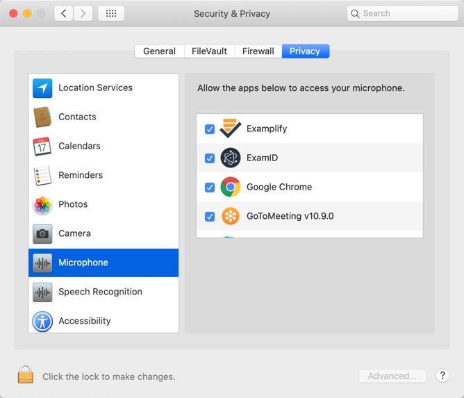 Mac Set Up the Device Permissions for ExamID and ExamMonitor ExamSoft