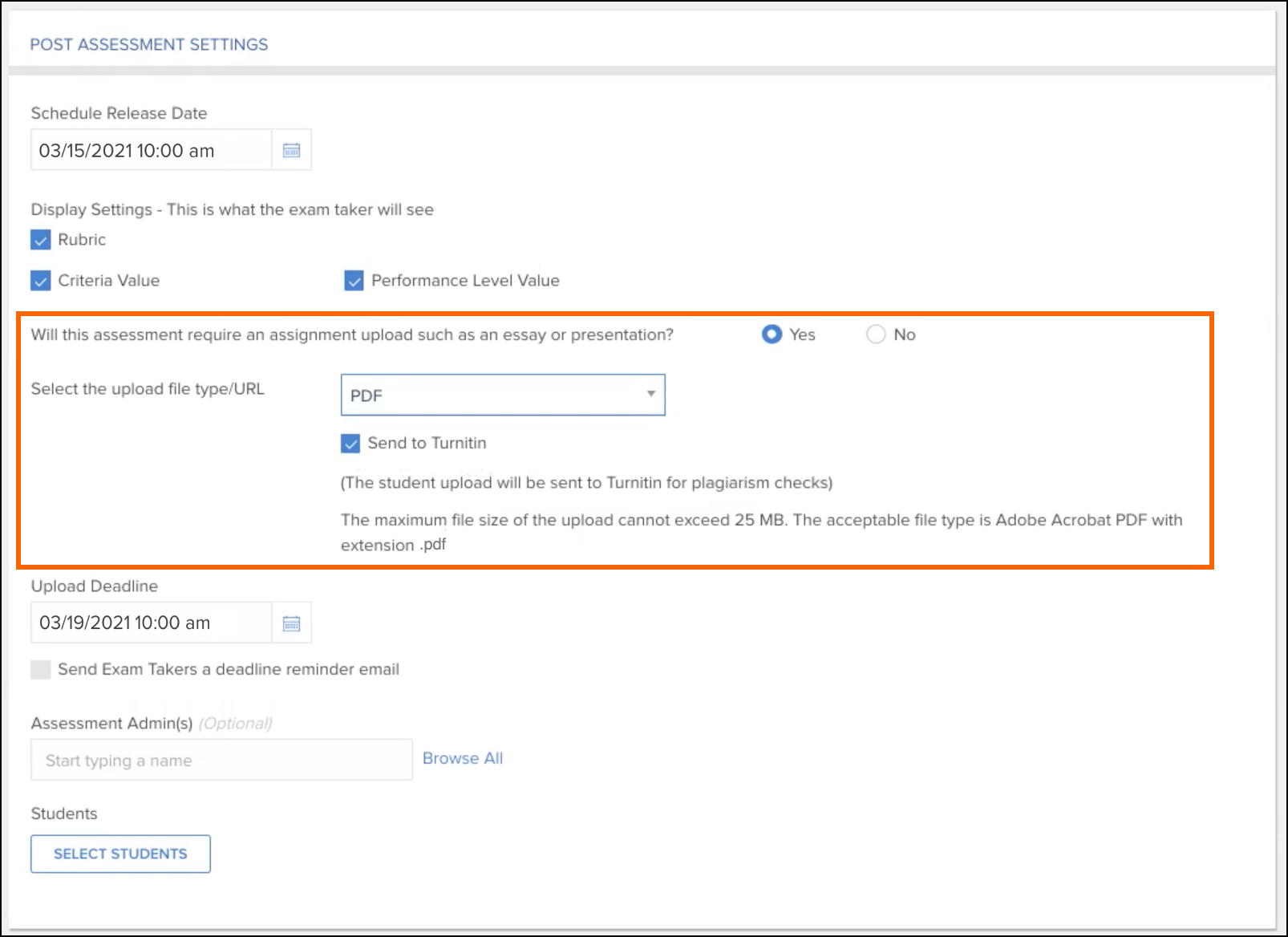 Supported File Types, Assignments, Assessments